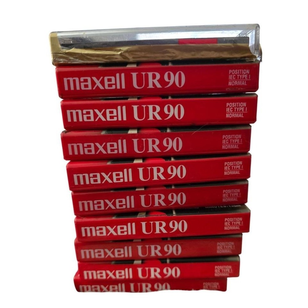 VTG Maxell 90 Minute Blank Audio Cassette Tapes Lot of 10 UR 90 XLII 90 Sealed V